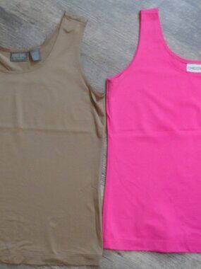 Two Tank Tops / Undertops Pink & Mocha Chicos Sz 1